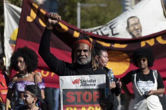 A rally in Sydney in April to protest against Indigenous deaths in custody.