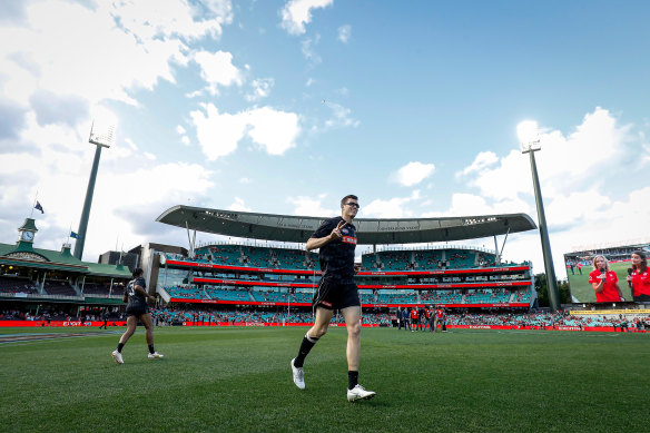 Mason Cox warming up pre-game.