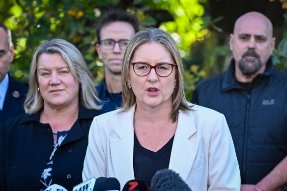 Victorian Premier Jacinta Allan and Mental Health Minister Ingrid Stitt (left) in April.