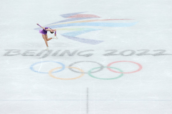 Kamila Valieva competes in Beijing.