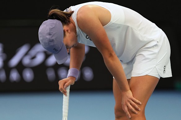 A moment of reflection for Iga Swiatek on centre court.