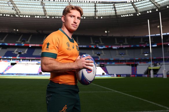 Tate McDermott at Stade de France on Thursday ahead of Australia’s World Cup warm-up match against Georgia.