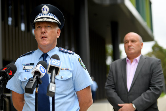 NSW Police Commissioner Mick Fuller, left, and NSW Police Minister David Elliott.
