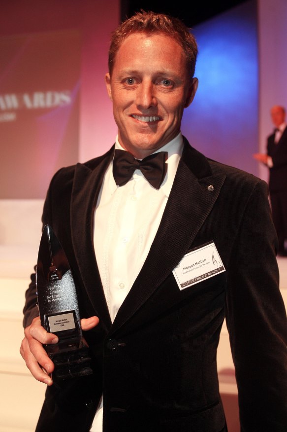 Morgan Mellish receiving his Walkley award for business journalism in 2006.