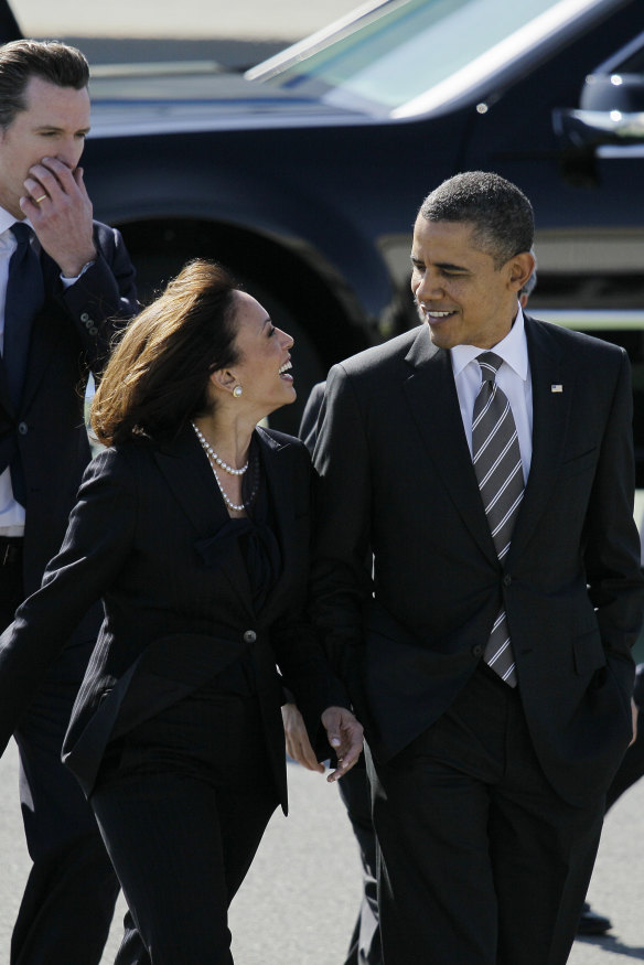 With her friend Barack Obama.