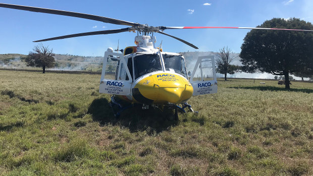 Emergency services attended the scene where a man was severely burnt near Rockhampton on Saturday.