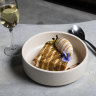 Honey cake with bamboo-shoot ice-cream.