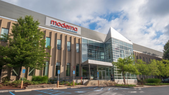 The Moderna mRNA production lab in Norwood, greater Boston.