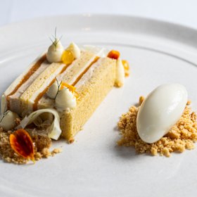 Fennel and apricot tea cake with Earl Grey cream.