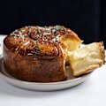 Bread, a crown-shaped brioche brushed with a caramel made from vegetable scraps, is complimentary.