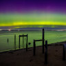 A view of the aurora australis from Campbells Cove in Werribee South, Melbourne.