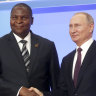 Russian President Vladimir Putin, right, and President of the Central African Republic Faustin Archange Touadera at a ceremony of the Russia-Africa summit in Sochi, Russia last year.