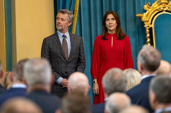 King Frederik and Queen Mary at Government House in Melbourne on Tuesday.