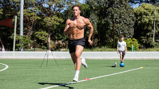 Roosters outside back Mark Nawaqanitawase in pre-season training.