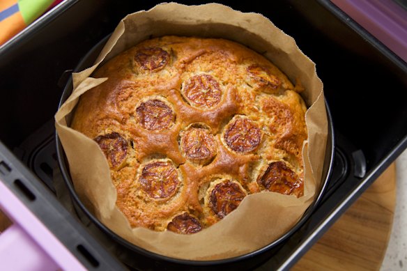 Banana bread cooks beautifully in the air fryer.