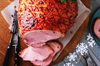 Rum and ginger glazed ham.