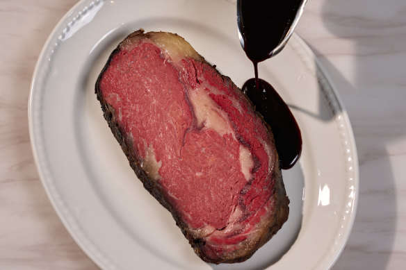 The go-to dish: prime rib is cooked for 12 hours then seared to a burnished crust.