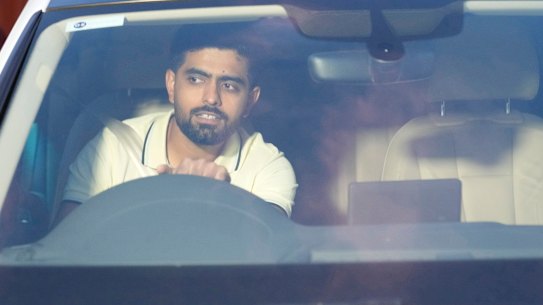 Babar Azam leaves Gaddafi Stadium in Lahore after meeting with the chairman of the Pakistan Cricket Board last month.