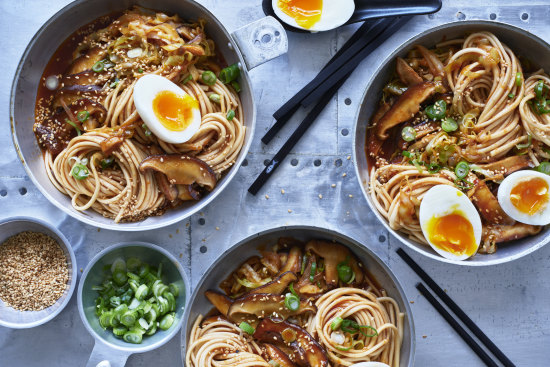 Danielle Alvarez’s spicy shiitake and cabbage udon.