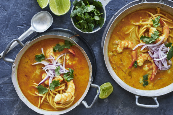 Coconut prawn noodle soup.