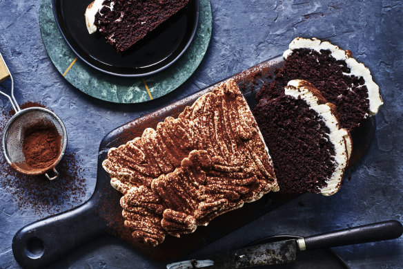 Adam Liaw’s chocolate loaf with vanilla cream