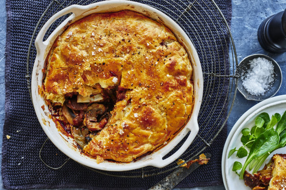 Mushroom and leek pot pie.