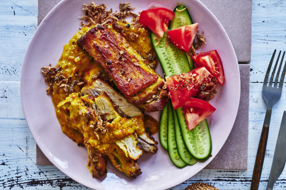 Adam Liaw’s turmeric and coconut baked pork belly