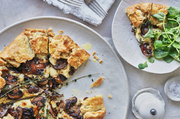 Julia Busuttil Nishimura’s cheese and mushroom galette with flaky sour cream pastry.