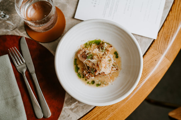 Fish with grilled oyster mushroom and clam velouté.