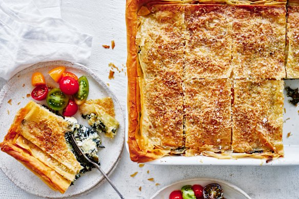 Spring greens and cheese pie.