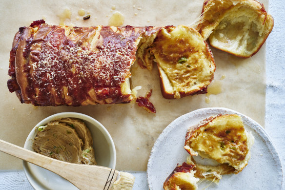 Cheese and Vegemite butter pull-apart loaf.