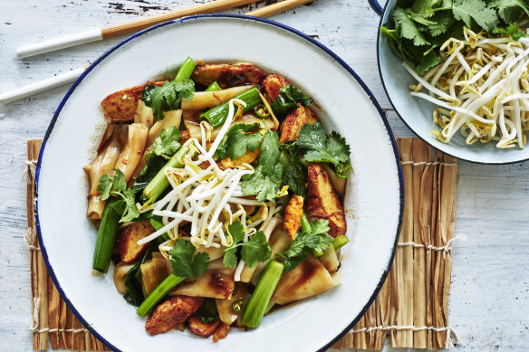 Pad see ew with fish cake and fresh rice noodles.