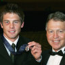 Ben Cousins poses with his father Bryan after winning the 2005 Brownlow Medal. 