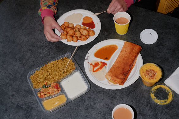 Chai ‘N’ Dosa in Braybrook serves Hyderabadi snacks such as lentil and rice flour dumplings and masala dosa, the crisp crepe filled with spicy potato.