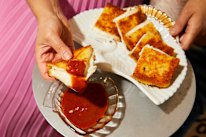 Make fried mozzarella “carrozza” with curry napoli sauce ahead and heat to order.