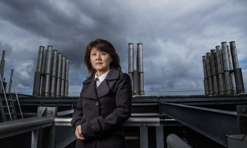 Professor Rose Amal on the rooftop of the Tyree building at the University of NSW. She is using sunlight to turn carbon dioxide into environmentally friendly fuels. 