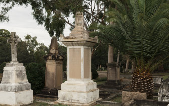 Sandstone pedestal with urn over the grave of David Jones, founder of the store. at Rookwood Cemetery.