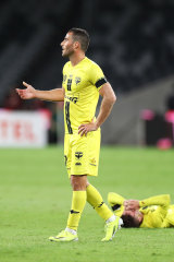 A dejected Tomer Hemed after the injury-time goal that wasn’t.