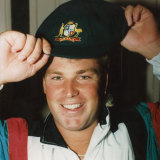 Shane Warne with his baggy green in 1992.
