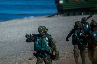 Be prepared: Taiwanese soldiers take part in military exercises last week that simulated a Chinese invasion.