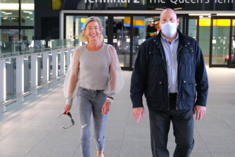 Far-right British commentator Katie Hopkins at Heathrow Airport.