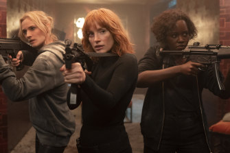 Diana Kruger (left), Jessica Chastain and Lupita Nyong’o star in The 355. Like the Bond and Bourne movies, this one is out to make the most of the word, escapism, by combining suspense with a little tourism. 
