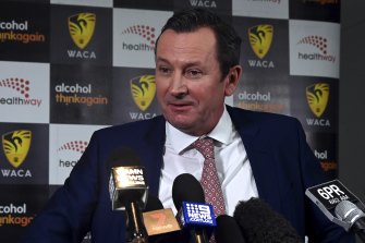 WA Premier Mark McGowan at a press conference on Thursday.