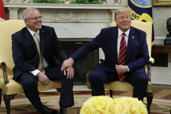 Prime Minister Scott Morrison and US President Donald Trump during their meeting in the Oval Office on September 20.