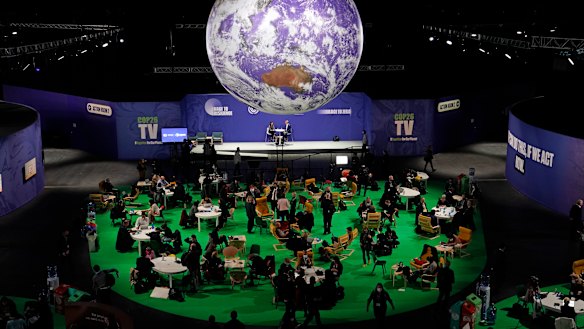 Delegates gather inside the venue on another day at the COP26 UN Climate Summit in Glasgow, Scotland. 