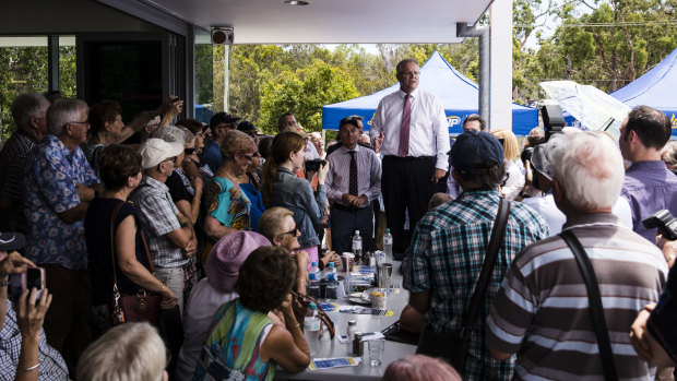 Prime Minister Scott Morrison on the campaign trail in Queensland earlier this year. 