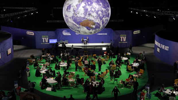 Delegates gather inside the venue on another day at the COP26 UN Climate Summit in Glasgow, Scotland. 