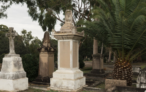 Sandstone pedestal with urn over the grave of David Jones, founder of the store. at Rookwood Cemetery.