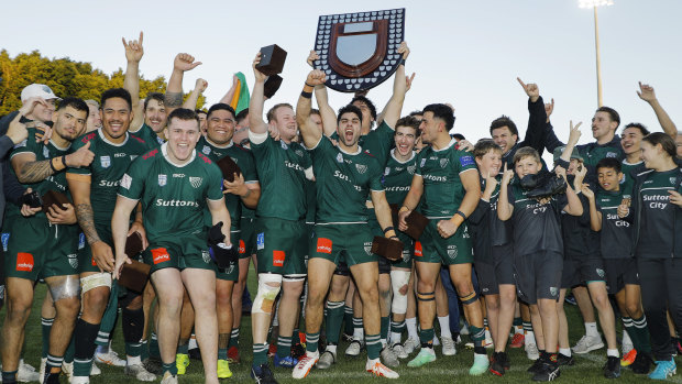 Randwick celebrate their Shute Shield win on Saturday.