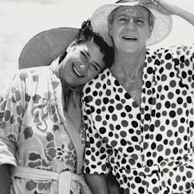 Sheila Kennelly (Floss) and Frank Lloyd (Neville) in Home and Away in 1988.